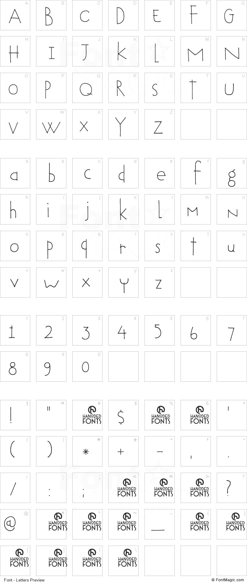 DK Tobu Font - All Latters Preview Chart